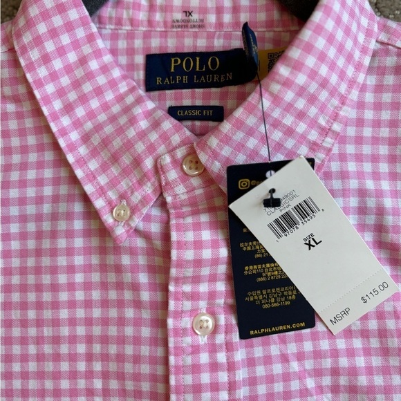 NEW Polo Ralph Lauren Classic Fit Short Sleeve Button Down Shirt Pink Gingham XL - Picture 8 of 12